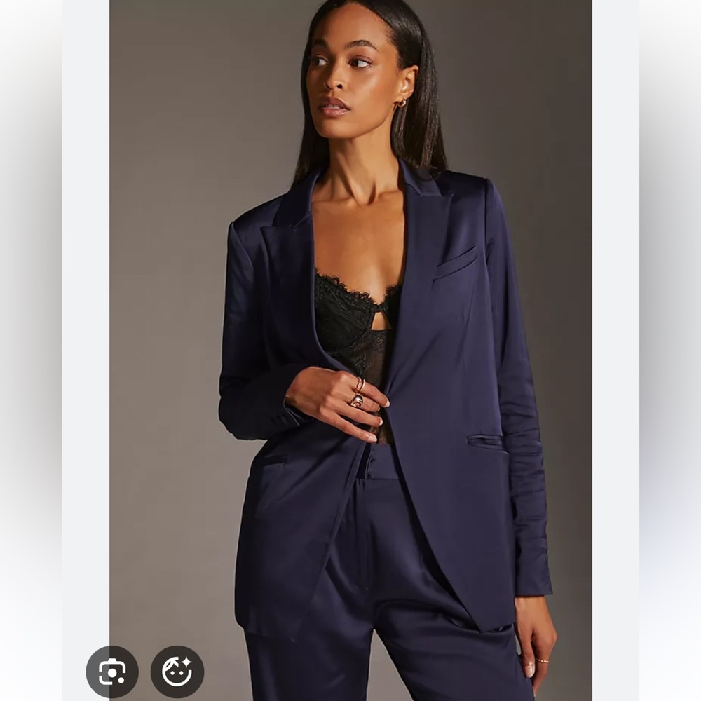 Favorite Daughter Satin Navy Blazer